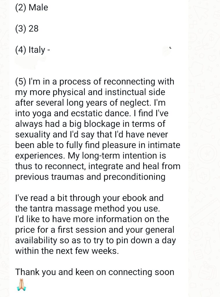 Testimonials from people who would like to experience Authentic Tantra Massage by May Gonzalez