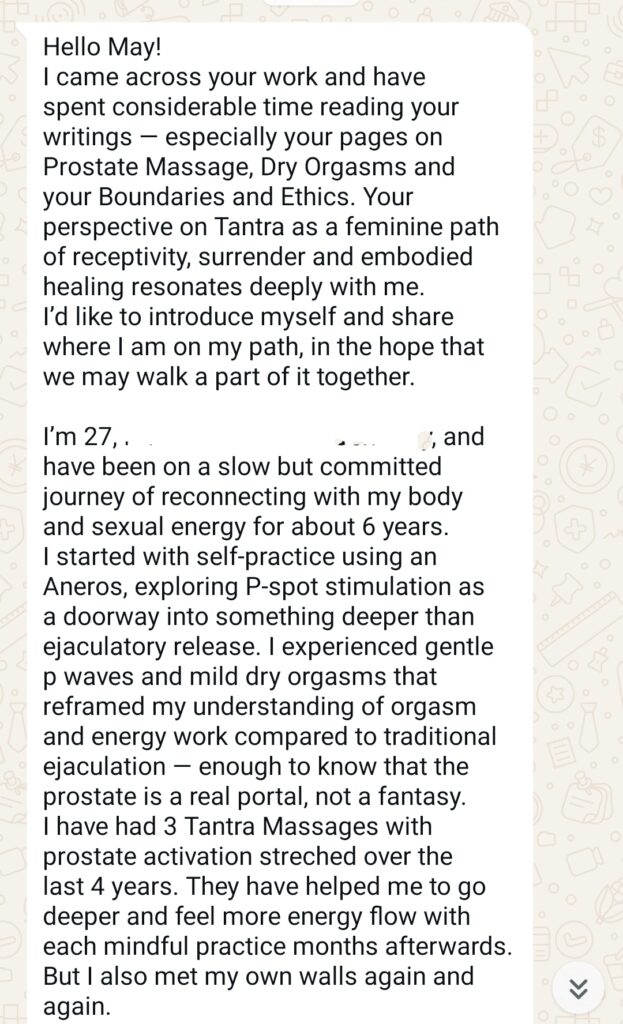 Testimonials from people who would like to experience Authentic Tantra Massage by May Gonzalez